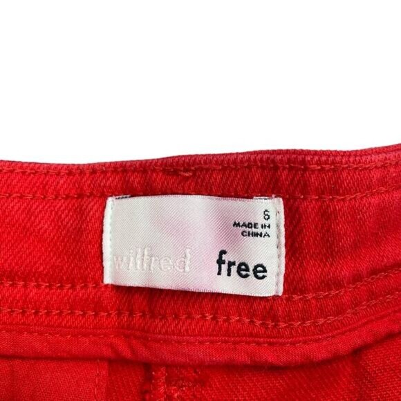 WILFRED FREE Aritzia Kelly High Rise Twill Tailored Short Sz 6 Red - Picture 7 of 8